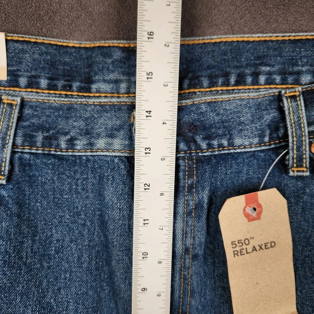 Levis 550 Jeans Mens 44x29 Blue Dark Stonewash Relaxed Fit Tapered Leg Denim NEW